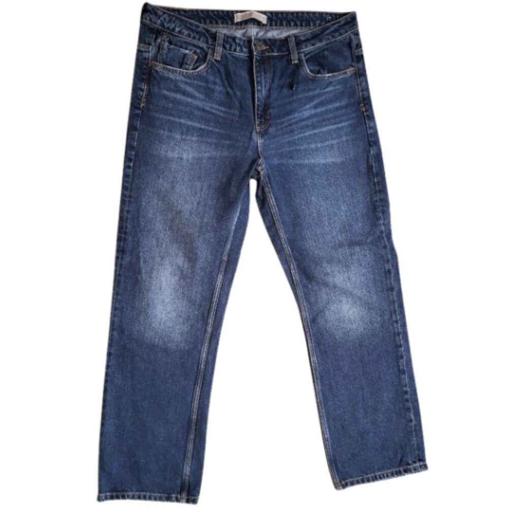 ZARA BASIC Z1975 Straight Leg Blue Denim Jeans 100% Cotton - Women's 10